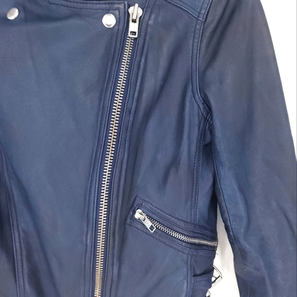 Club Monaco Lamb Leather Moto Jacket Women's Small - Picture 6 of 13